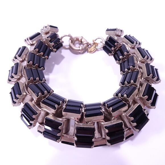 Neiman Marcus Lee Angel Women's Onyx Black Crystal Box Link Bracelet NWT 250 - Picture 3 of 16